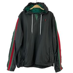 Southpole Retro Y2K Anorak Windbreaker Jacket Men L Black Sport Stripes Gorpcore